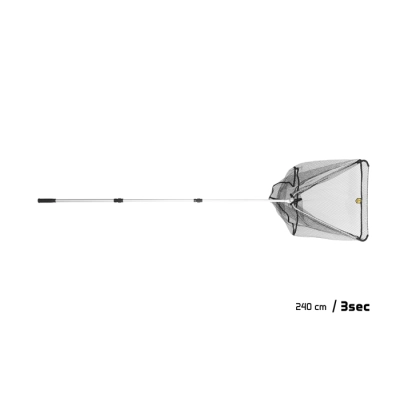 Podbierak Delphin - metalowy blok podgumowana siatka / 2 składy 60x60/170cm