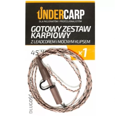 Gotowy zestaw karpiowy z leadcorem i mocnym klipsem 45 lbs / 100 cm brązowy