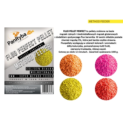 Fluo Pellet Method Feeder Perfect 2 mm Czerwony - Pan Ryba 1Kg