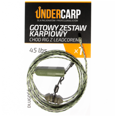 Gotowy zestaw karpiowy Chod Rig z leadcorem 45 lbs / 100 cm zielony