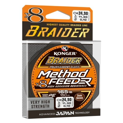 PLECIONKA BRAIDER X8 METHOD FEEDER DARK BROWN 0,14mm/150m KONGER