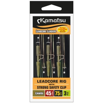 Zestaw Leadcore z Bezpiecznym Klipsem Strong Camou 35Lbs 75cm - KAMATSU