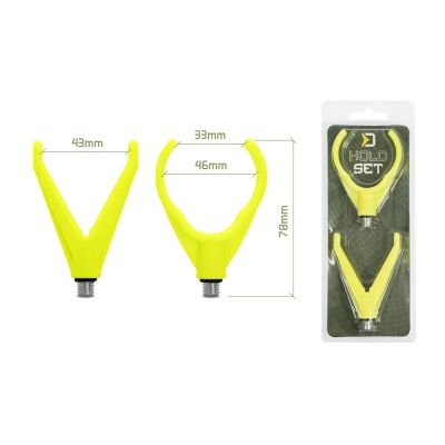 Uchwyty na wędki Delphin HoldSET Uni V+U / żółty fluorescencyjny