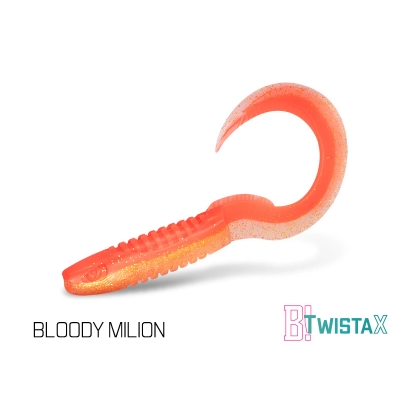 Sztuczna przynęta/guma Delphin TwistaX Eeltail UVs / 5szt 6cm/BLOODY MILION