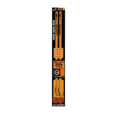 Fox Haki z Przyponem nr2 35lb Camotex Semi 2szt